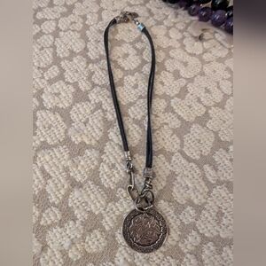 Silpada N1711 black leather sunburst filigree sterling silver pendant necklace